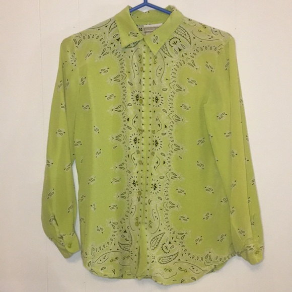 Lime Green Paisley Button Up - Picture 1 of 6